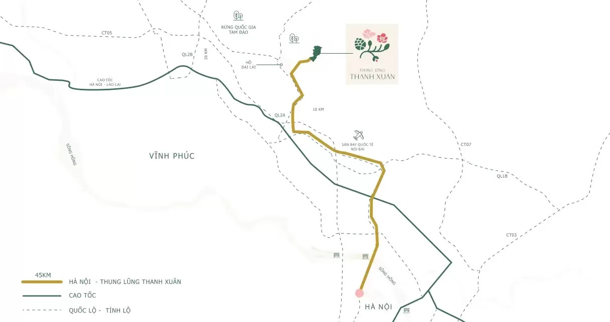 vị trí dự án thung lũng thanh xuân valley vĩnh phúc